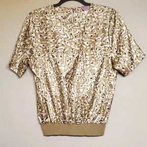 Vintage Rhoda Lee Patterned Short Sleeve Blouse